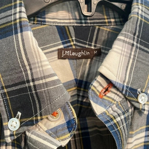J. McLaughlin medium plaid men’s buttons down - great condition - blue/green - Picture 2 of 7